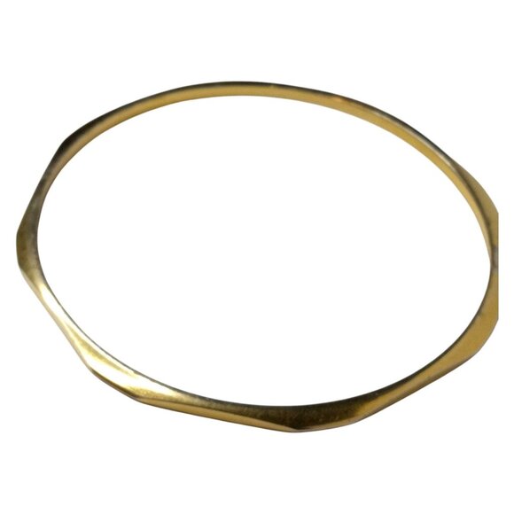 MONET Signed Vintage Gold Tone Octagonal Bangle Bracelet Thin Plated Band Brass - Picture 2 of 8